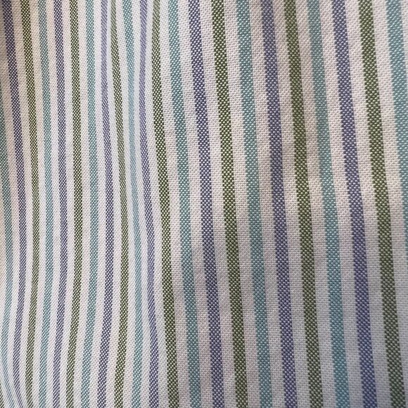 L.L. Bean Shirt Mens SZ XL Blue, Green & White Striped Cotton Button Down Preppy - Picture 9 of 15
